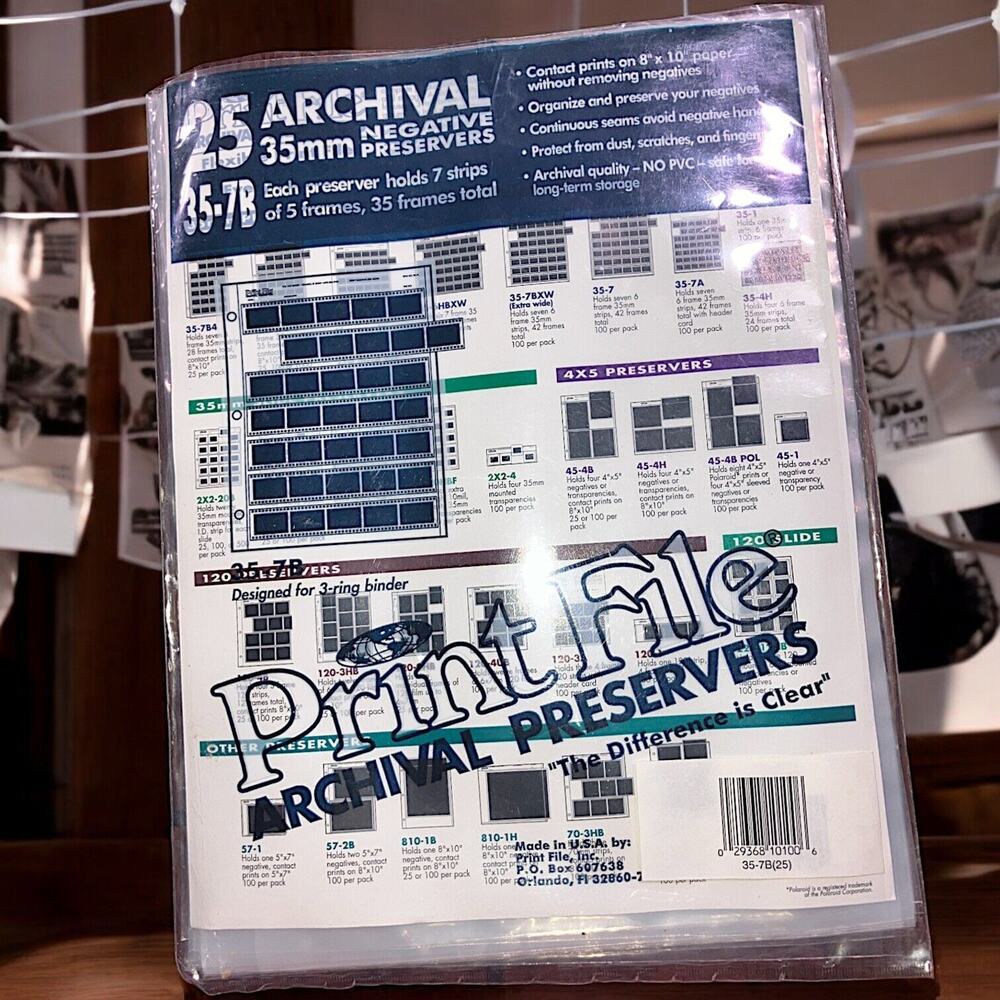 62 Pages Of Print File Archival 35mm Negative Preservers for 3 Ring Binder!